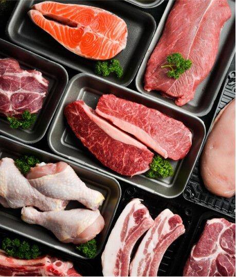 Cuts of meat, fish and poultry